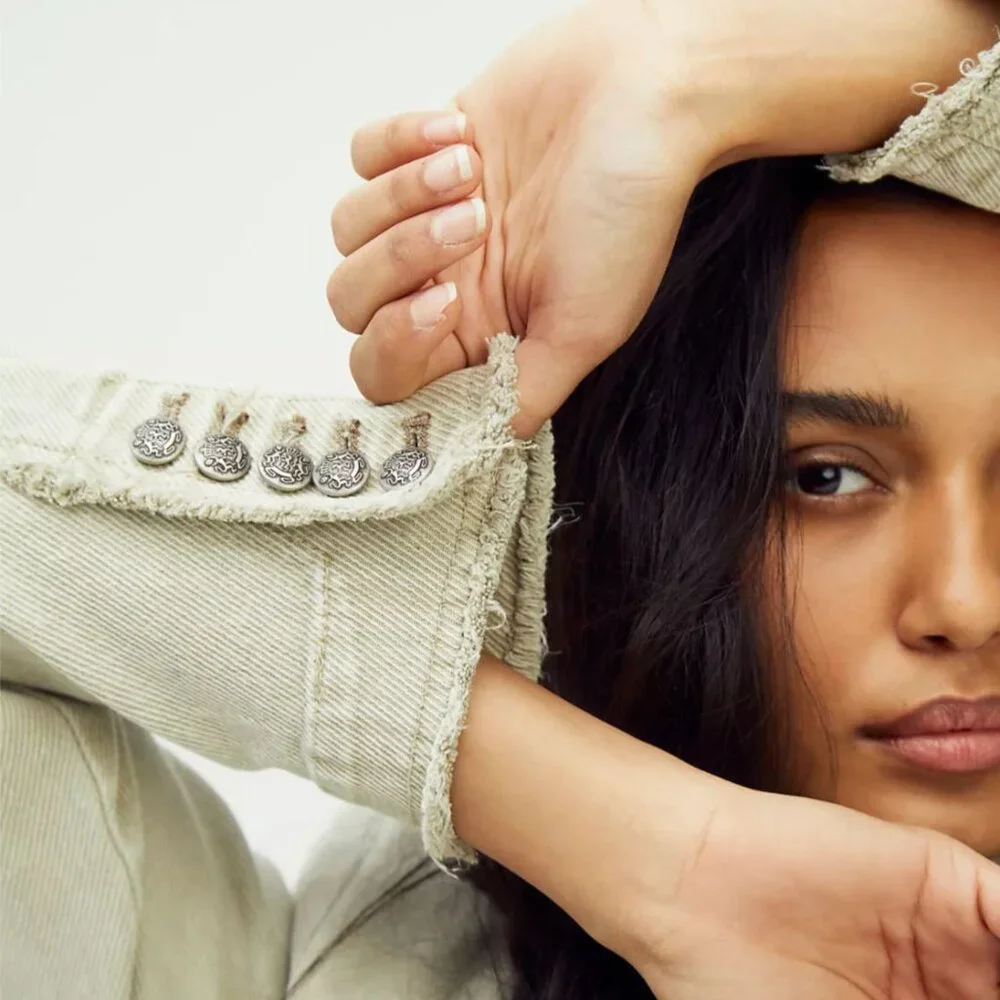 Jacket | Free People Military Denim Blazer in Deep Grey Pewter | Captains Jean - Picture 13 of 16